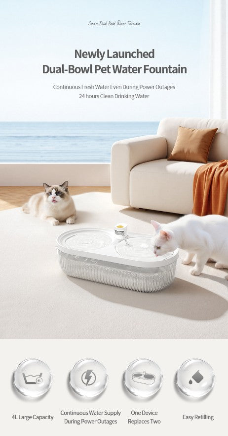 MeowMate Cat Drinking Water Fountain with Floating Design - Non-Wetting, Non-Skid, Large Capacity